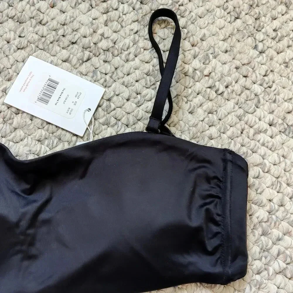 The Bora‎ Bora Convertible Black Bikini Swim Top Sz M Removable Straps Strapless